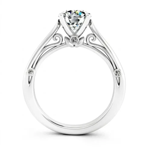 Inel logodna aur alb solitaire cu briliant 0,50ct IL056