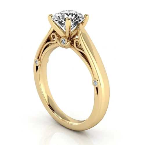 Inel logodna aur galben solitaire cu briliant 0,50ct IL056