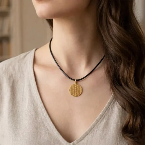 Pandant aur Floarea Vietii aur galben