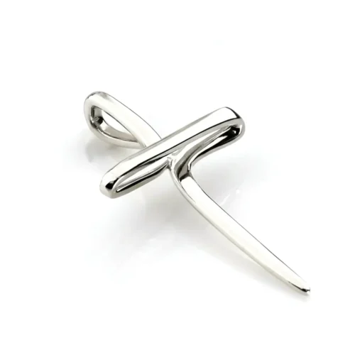 Pandantiv Cruce Aur alb Moderna PD050