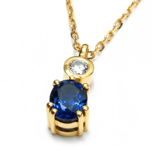 Pandantiv din Aur galben cu Safir si Diamant PD003