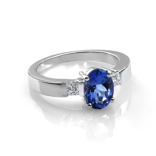 Inel Tanzanit din Aur cu Diamante