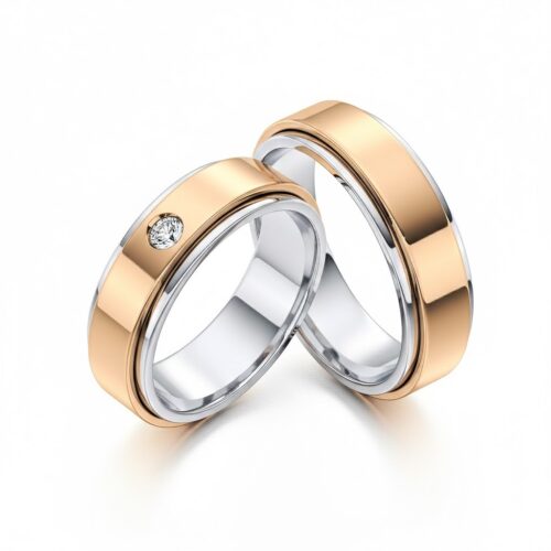 Verighete Aur Doua culori cu diamant