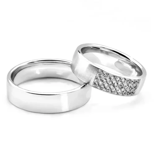 Verighete aur alb 14k cu diamante