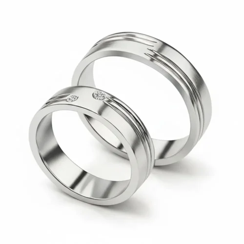 Verighete aur alb cu doua diamante VR026