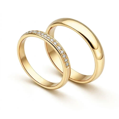 Verighete aur galben simple cu diamante VR064