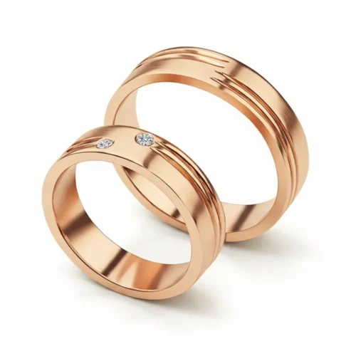 Verighete aur roz cu doua diamante VR026