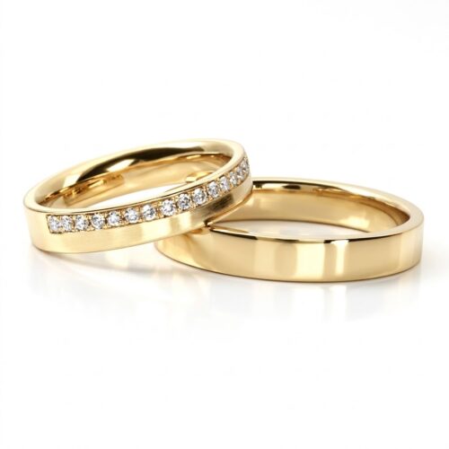 Verighete clasice din Aur galben sau Platina cu Diamante VR135