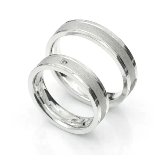 Verighete din Aur ALB cu Mijlocul Mat VR032