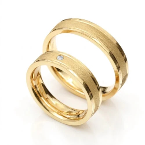 Verighete din Aur GALBEN cu Mijlocul Mat VR032