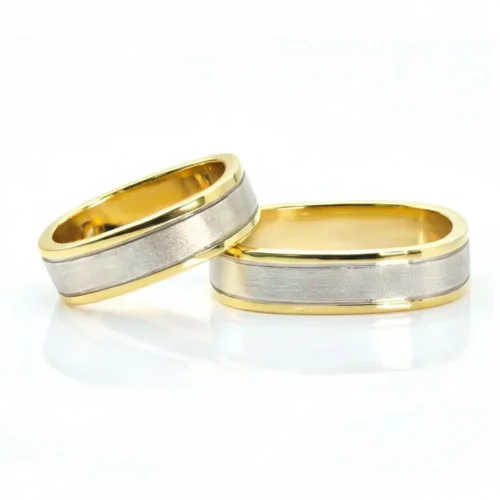 Verighete din Aur Patrate Bicolore VR013