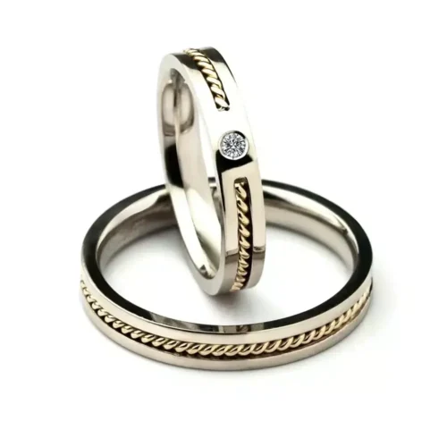 Verighete din aur cu snur pe mijloc