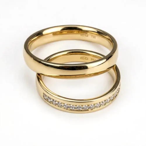 Verighete semibombate din Aur galben cu Diamante VR019