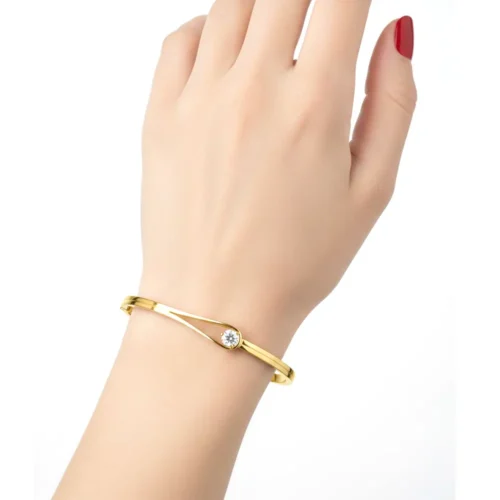 bratara din aur galben fixa de dama cu diamant 0,50ct