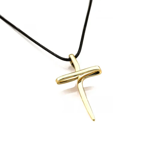 cruce moderna din aur galben
