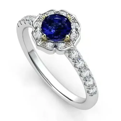 Inel Anturaj din Aur ALB 18K cu Safir IL162