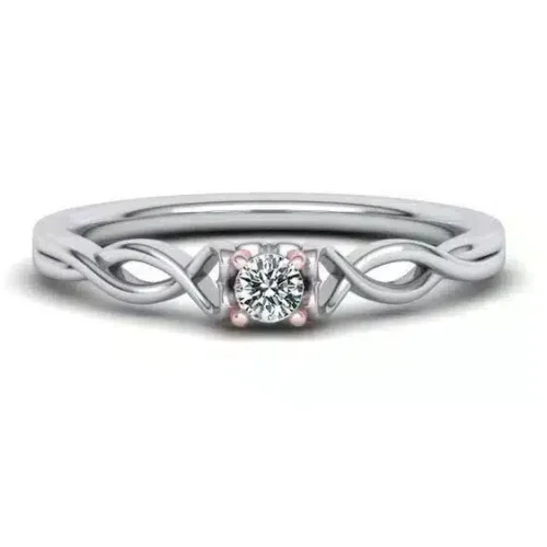 Inel aur alb de logodna diamant 0.10 ct 18k IL083