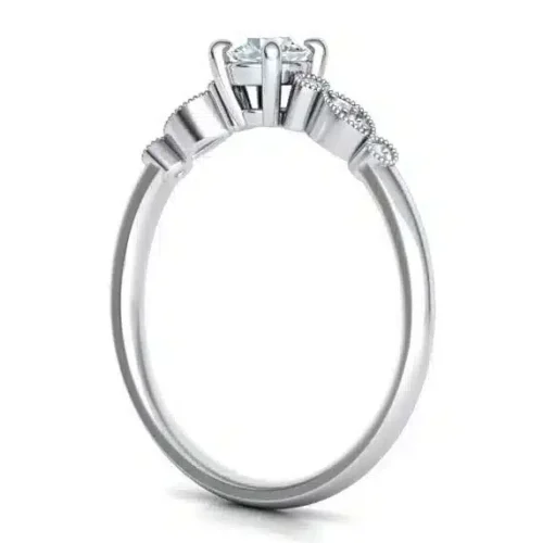 Inel aur alb de logodna vintage milgrain cu diamant 0.25ct-IL119