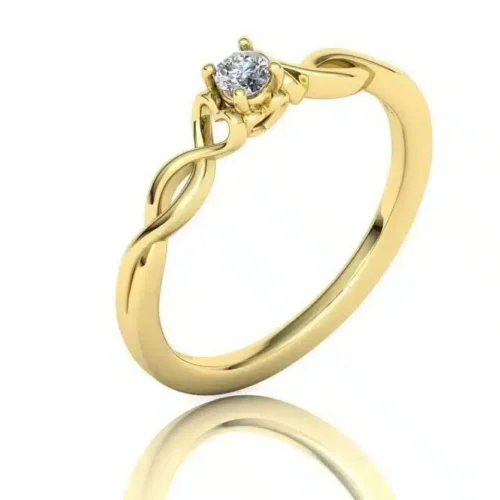Inel aur galben de logodna diamant 0.10 ct 18k IL083