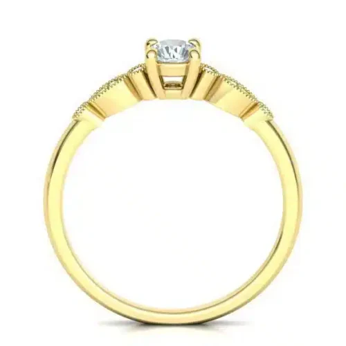 Inel aur galben de logodna vintage milgrain cu diamant 0.25ct-IL119