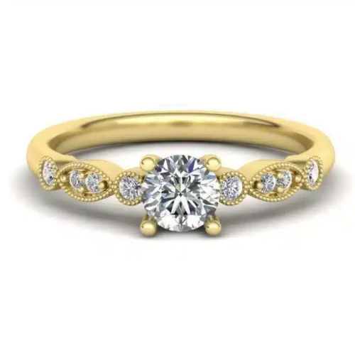 Inel aur galben Vintige Milgrain cu diamant 0.50ct. IL116