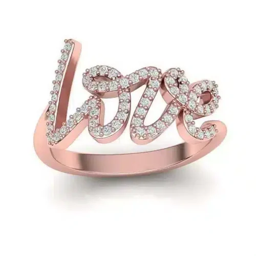 Inel aur roz cu diamante naturale model LOVE IL110