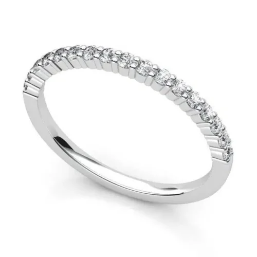 Inel Cadou Semi-Eternity din Aur Alb 14k cu Diamante IL091