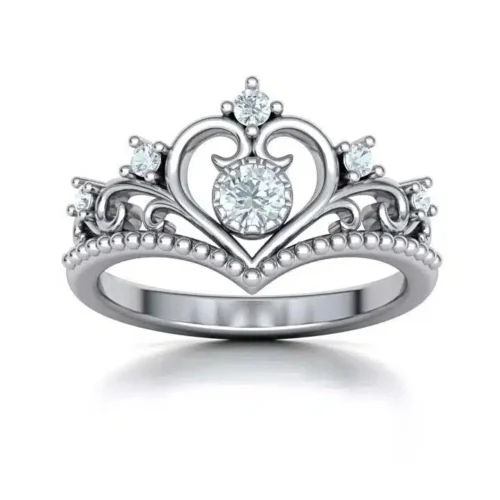 Inel coroana din Aur alb cu Diamante IL125