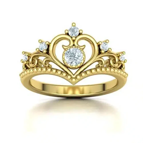 Inel coroana din Aur galben cu Diamante IL125