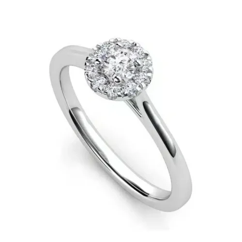 Inel de logodna Aur Alb 18k cu Diamant Central 0.15ct