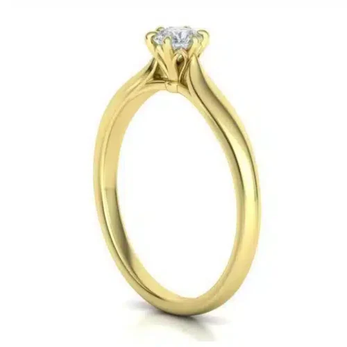 Inel de logodna aur galben minimalist cu Diamant Rotund IL135