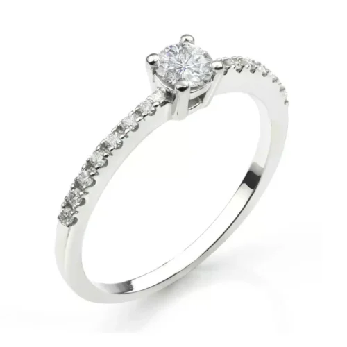 Inel de logodna aur Sidestone cu Diamant Central Rotund IL156