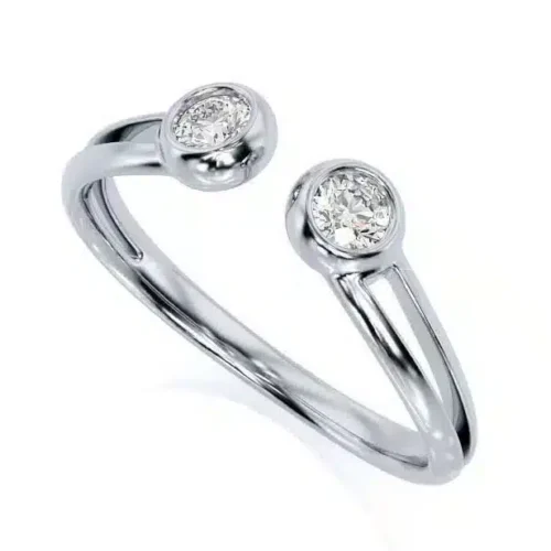 Inel de logodna deschis aur alb cu diamante IL097