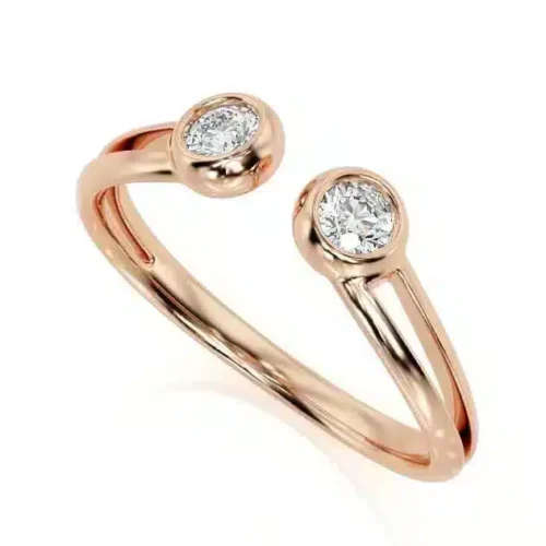 Inel de logodna deschis aur roz cu diamante IL097