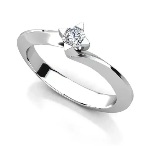 Inel de logodna din aur alb cu diamant solitaire de 0.10ct