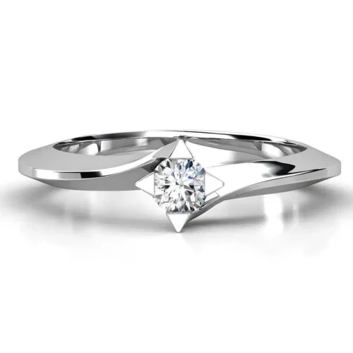 Inel de logodna din aur alb cu diamant solitaire de 0.10ct