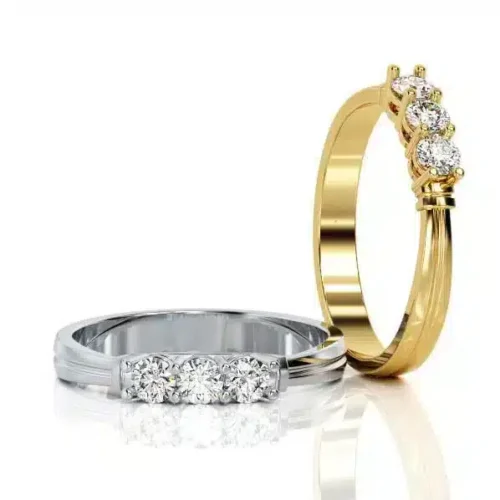 Inel de logodna din Aur GALBEN alb cu 3 Diamante IL096