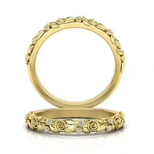 Inel de logodna floral din aur galben IL122