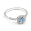 Inel de logodna Hallo din Aur alb cu Diamant Albastru IL132