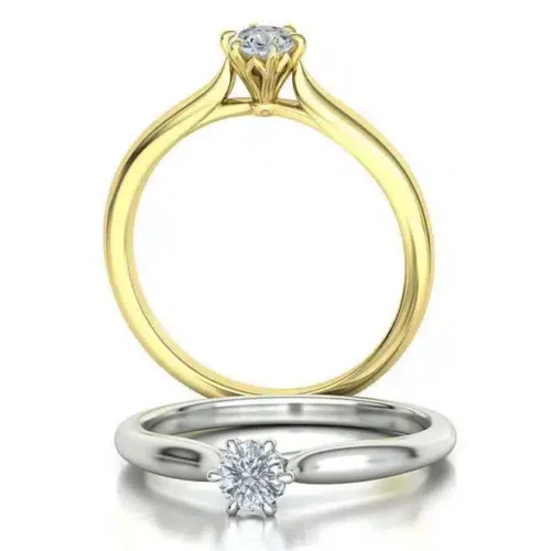 Inel de logodna minimalist aur galben cu diamant rotund IL135