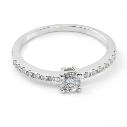 Inel de logodna Sidestone cu Diamant Central Rotund IL156