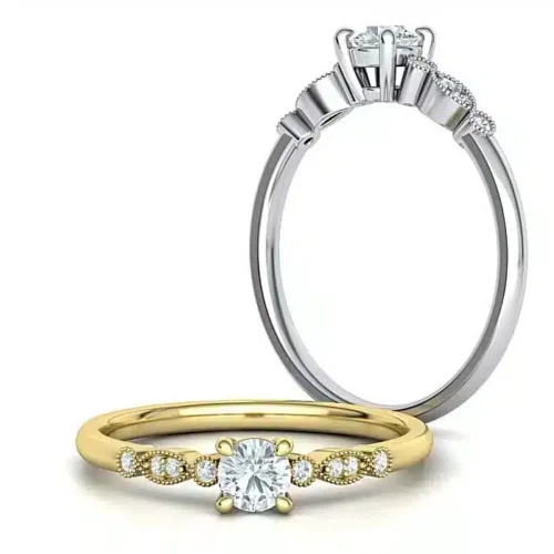 Inel de logodna vintage milgrain cu diamant 0.25ct-IL119