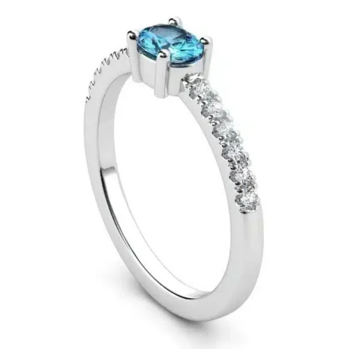 Inel din Aur alb cu Topaz si Diamante