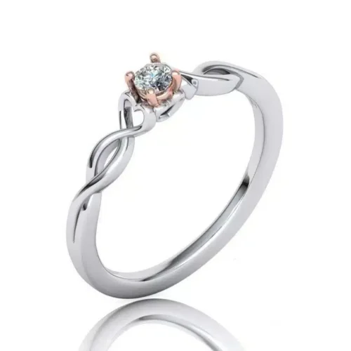 Inel din aur alb de logodna diamant 0.10 ct 18k IL083