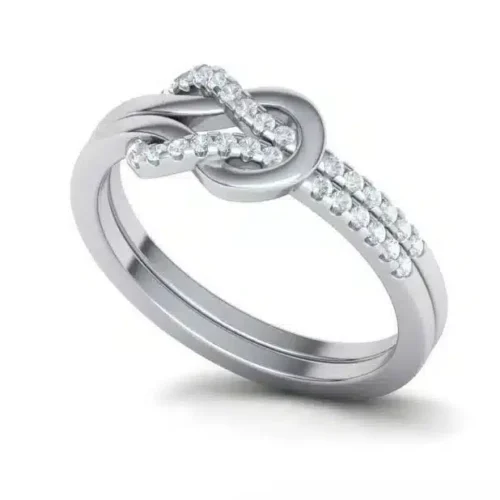 Inel din Aur ALB Nodul Dragostei cu Diamante IL029