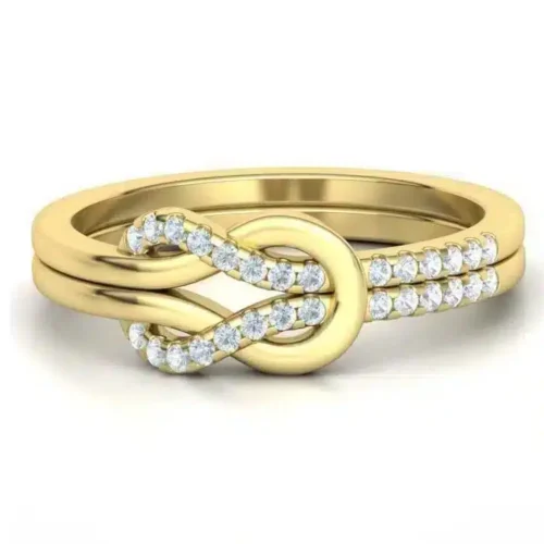 Inel din Aur GALBEN Nodul Dragostei cu Diamante IL029