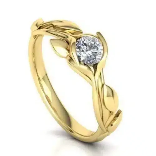 Inel Floral din Aur galben cu Diamant IL079