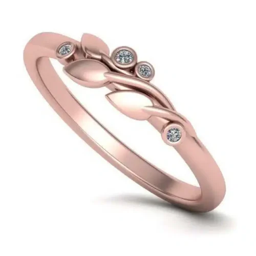 Inel frunze din aur roz cu diamante IL076