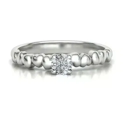 Inel inimioare aur alb cu diamant rotund 0.20ct. IL138