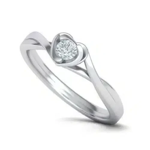 Inel logodna aur alb inima cu diamant 0,15ct IL077